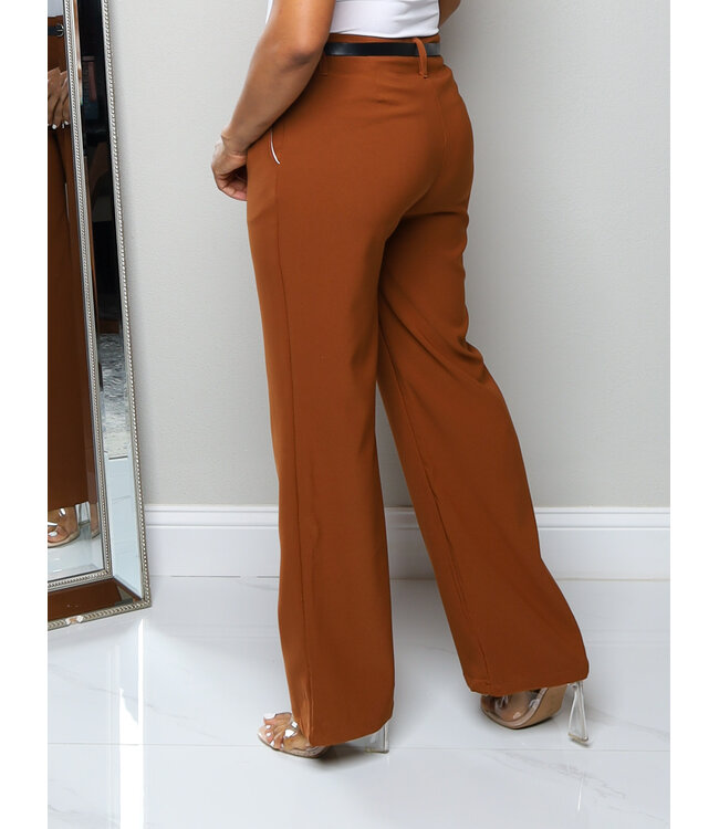 Just For The Moment Belted Pants - Brown