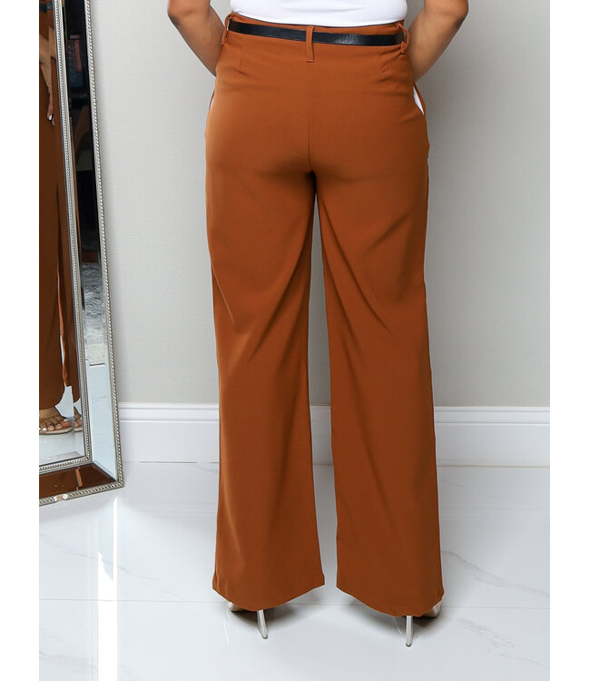 Just For The Moment Belted Pants - Brown