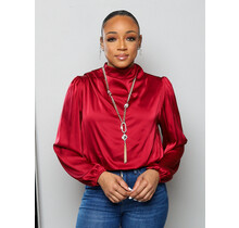 Elegance Is Bliss Satin Top - Burgundy