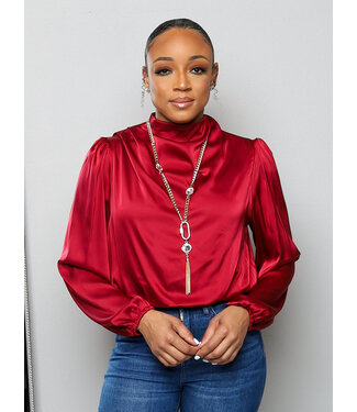 Elegance Is Bliss Satin Top - Burgundy