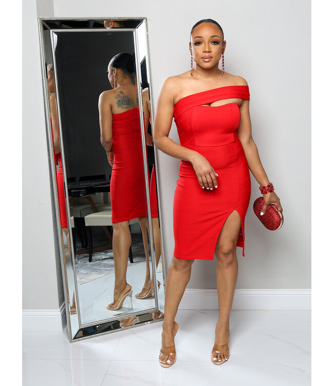 Perfect Silhouette Bodycon Dress -  Red
