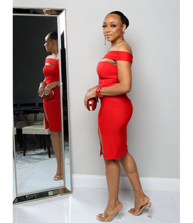 Perfect Silhouette Bodycon Dress -  Red
