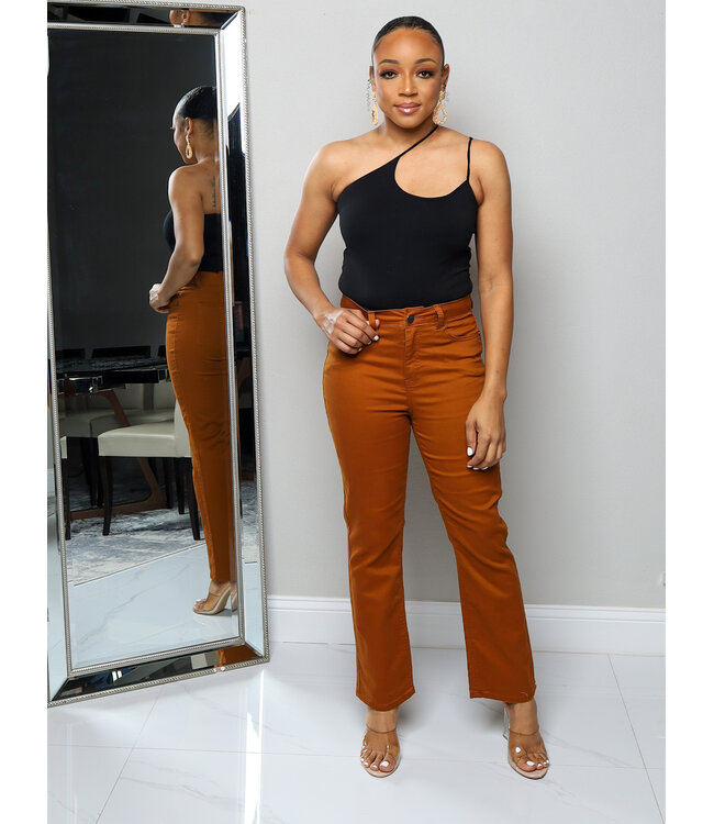 On The Run Straight Jeans - Rust