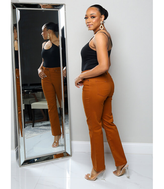 On The Run Straight Jeans - Rust