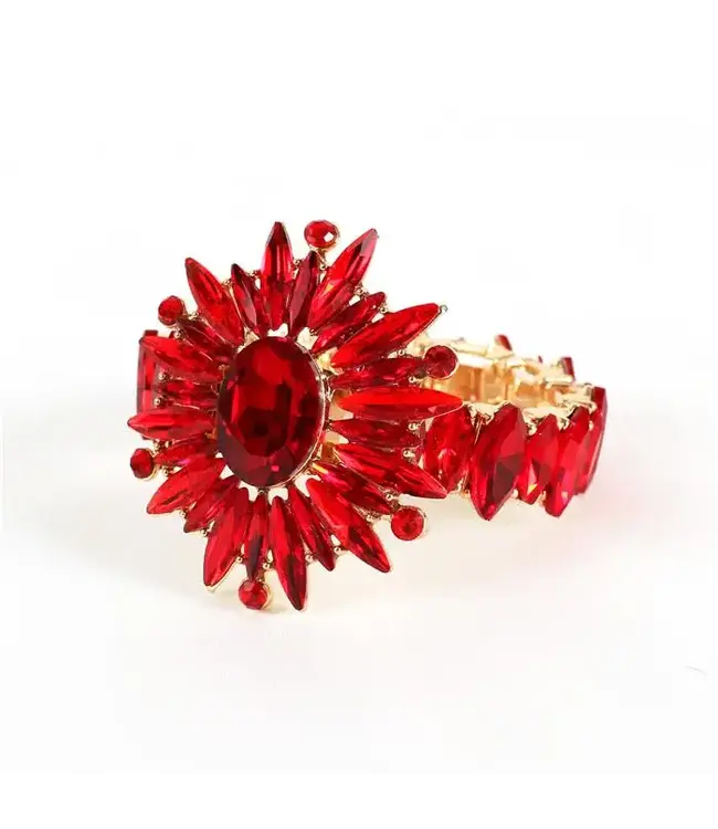 Blooming Beauty Jewel Bracelet - Red