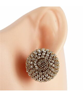 Dance Party Oversized Rhinestone Knobs - Gold