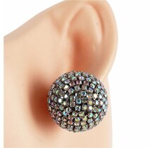 Dance Party Oversized Rhinestone Knobs - Silver Iridescent