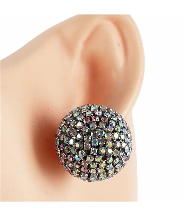 Dance Party Oversized Rhinestone Knobs - Silver Iridescent