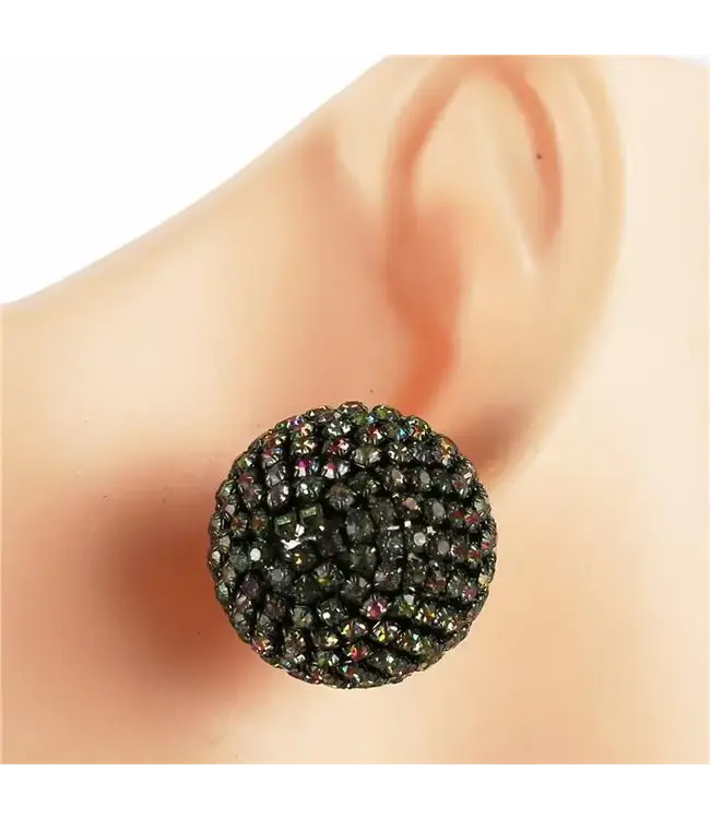Dance Party Oversized Rhinestone Knobs - Green Iridescent