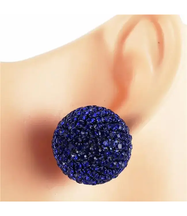 Dance Party Oversized Rhinestone Knobs - Royal Blue