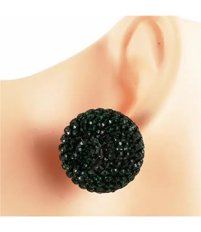 Dance Party Oversized Rhinestone Knobs - Emerald