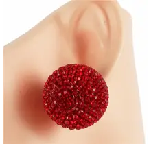 Dance Party Oversized Rhinestone Knobs - Red