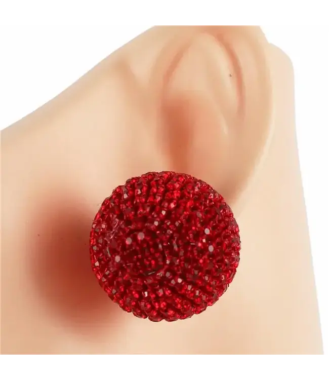 Dance Party Oversized Rhinestone Knobs - Red