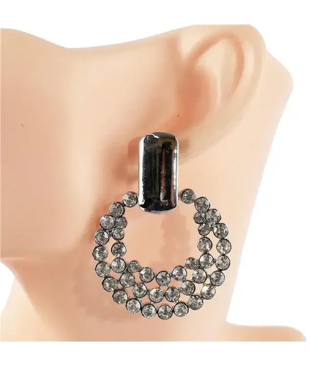 Surrounded By Diamonds Earrings - Silver