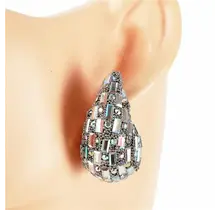Party In Vegas Earrings - Silver Iridescent