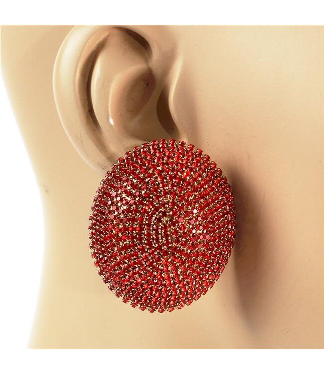 In A Trance Rhinestone Earrings - Red
