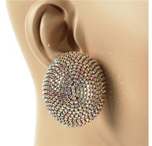In A Trance Rhinestone Earrings - Gold Iridescent
