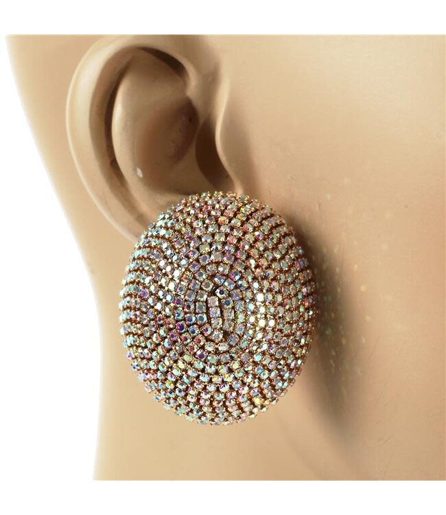 In A Trance Rhinestone Earrings - Gold Iridescent