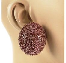 In A Trance Rhinestone Earrings - Fuchsia