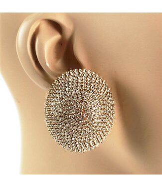 In A Trance Rhinestone Earrings - Gold