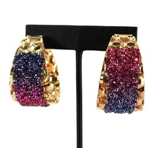 Ridged Edges Hoops - Rainbow