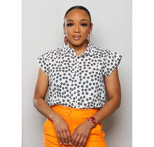 Flower Garden Buttoned Top - White
