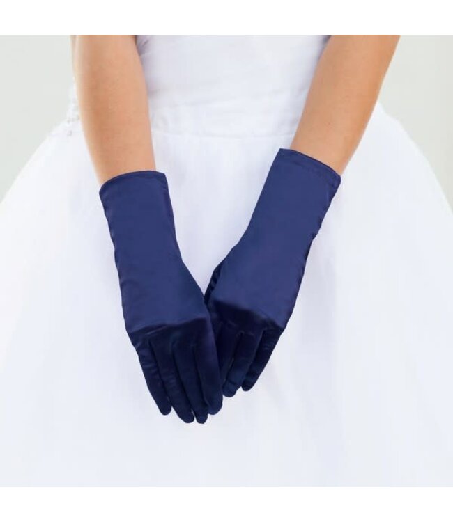 Satin Gloves - Navy