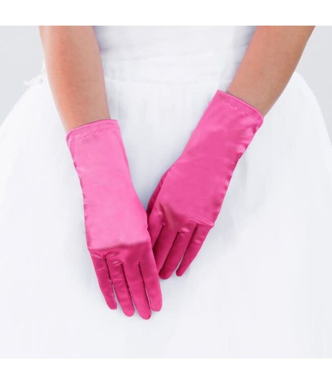 Satin Gloves - Fuchsia