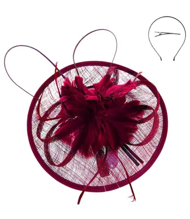 High Tea Fascinator - Burgundy