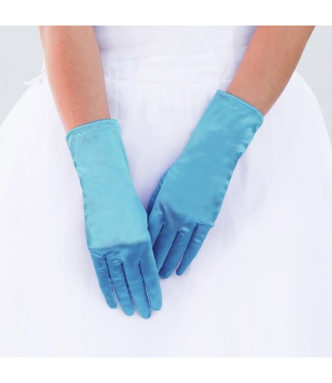 Satin Gloves - Aqua