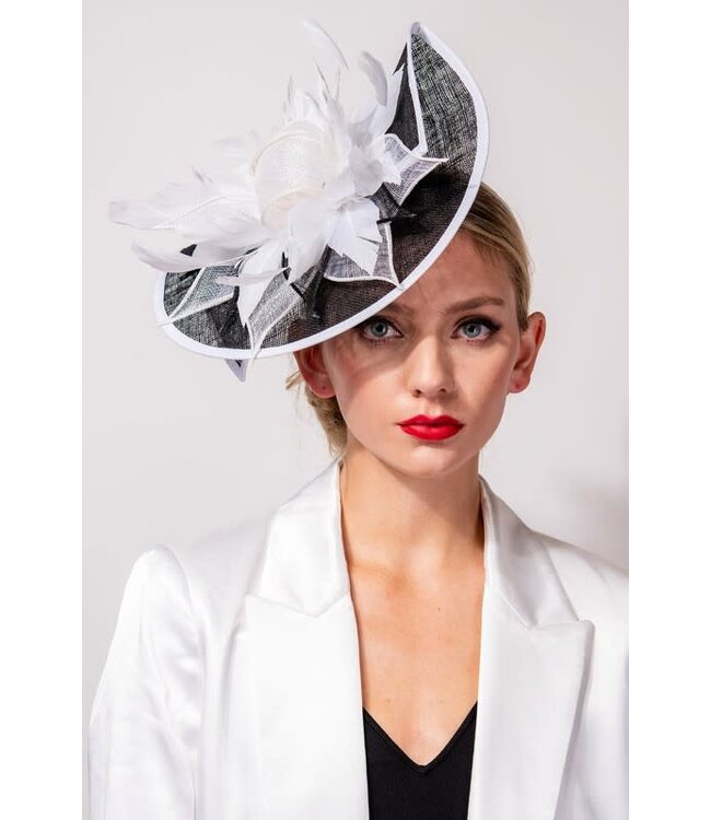 Classic Contrast Fascinator - Black/White