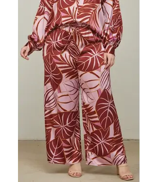 PLUS Cocoa Tropic Satin Pants