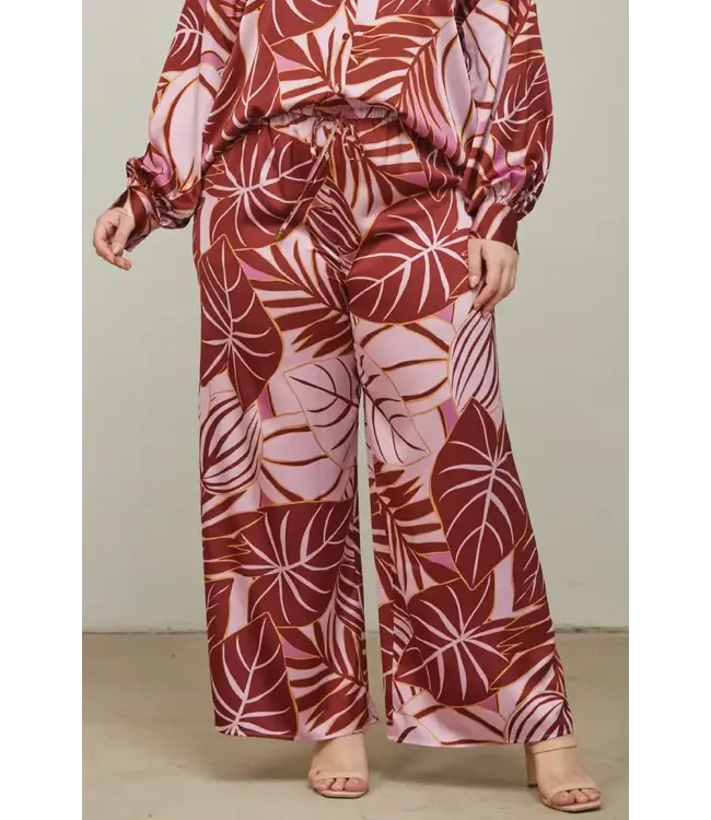 PLUS Cocoa Tropic Satin Pants