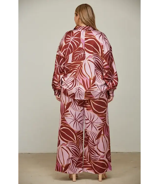 PLUS Cocoa Tropic Satin Pants