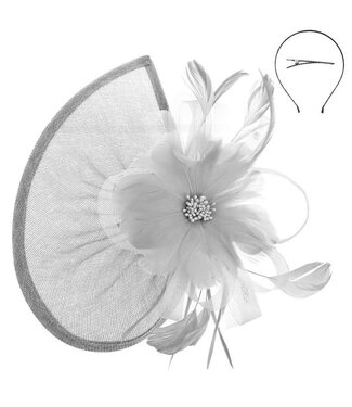 Giving My All Fascinator - Grey