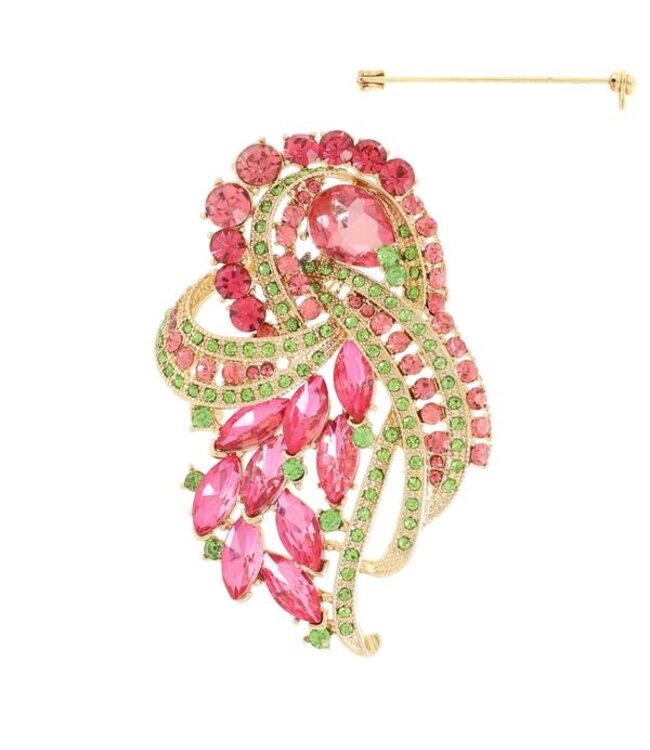 From The Heart Brooch - Pink/Green