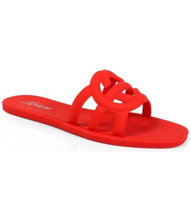 LOCK ME DOWN JELLY SANDALS - RED