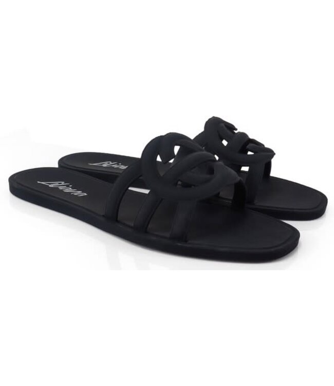 LOCK ME DOWN JELLY SANDALS - BLACK