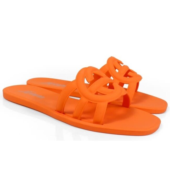 LOCK ME DOWN JELLY SANDALS - ORANGE