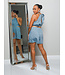 BACK TALK DENIM ROMPER