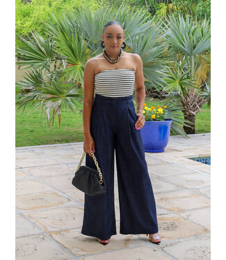 Uptown Stripe Denim Jumpsuit