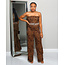 ON SCENE BELTED JUMPSUIT LEOPARD