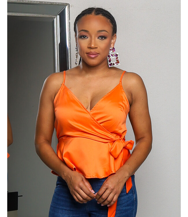 BLISSFUL MOOD PEPLUM TOP ORANGE