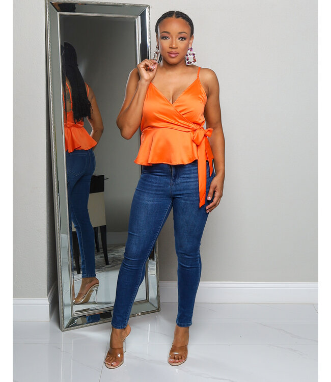 BLISSFUL MOOD PEPLUM TOP ORANGE