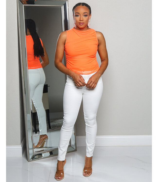 BENEATH THE LAYERS MESH TOP ORANGE