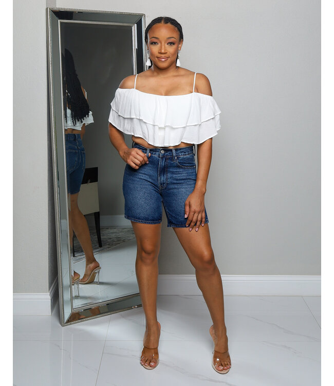 LAYER UP RUFFLE CROP TOP WHITE