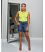 BORDER LINE RIBBED BODYSUIT LIME
