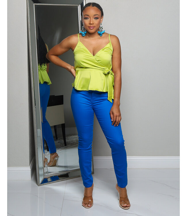 BLISSFUL MOOD PEPLUM TOP LIME