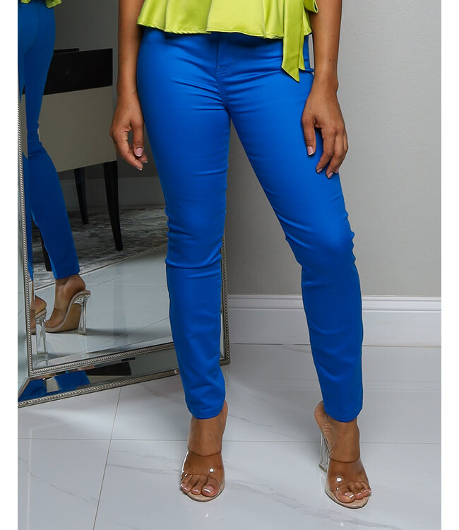 KICK IT WITH ME HIGH RISE SKINNY JEANS - OCEAN BLUE