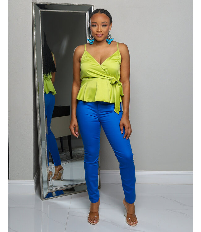 KICK IT WITH ME HIGH RISE SKINNY JEANS - OCEAN BLUE